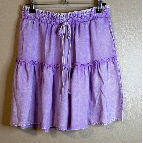 Zenana Outfitters Dresses & Skirts - Zenana Women Purple Tencel Tiered Mini Skirt Elastic Paperbag Waist Medium